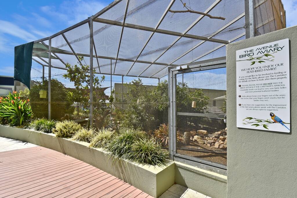 Aviary, barramundi pool, herb garden and 4X BBQ areas
