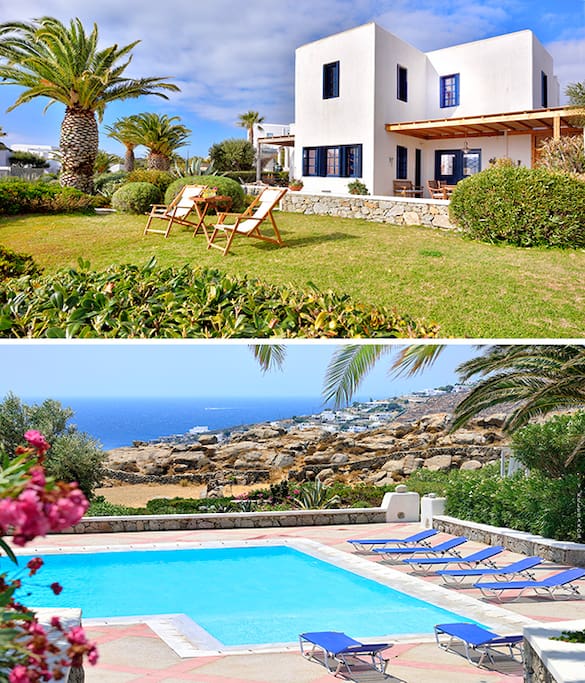 The house has 2 floors, and the swimming pool is 15 meters away. The pool is shared by 6 more houses.