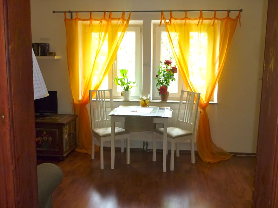 The small eating area- apart from the shared on in the kitchen