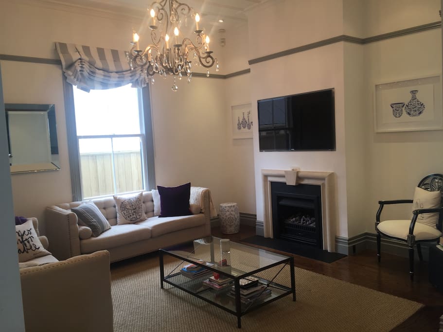 Cosy lounge with gas fire place. Apple TV complete with Netflix, Sky TV and XBox