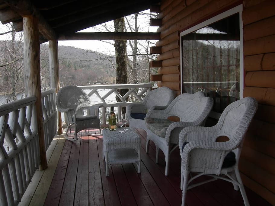 Front porch overlooking lake