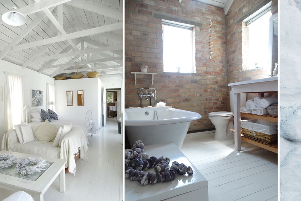 Bathroom with mountain view.