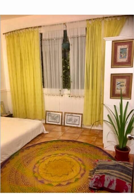 Sunrise Chakra Room with floor Queen mattress and
Space for one additional folding mattress