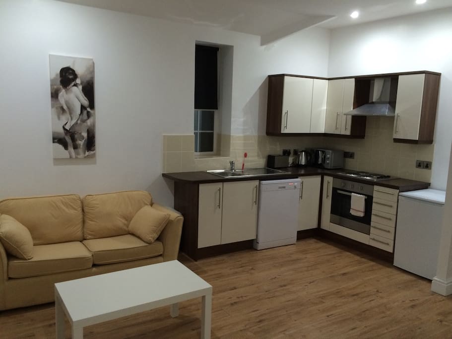 Open Plan living/kitchen area with dishwasher