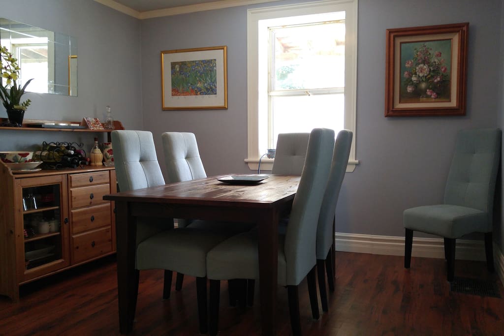 Our dining room overlooks the back porch so you can observe the birds at the feeders while enjoying your morning coffee. Did you bring your bird identification book?