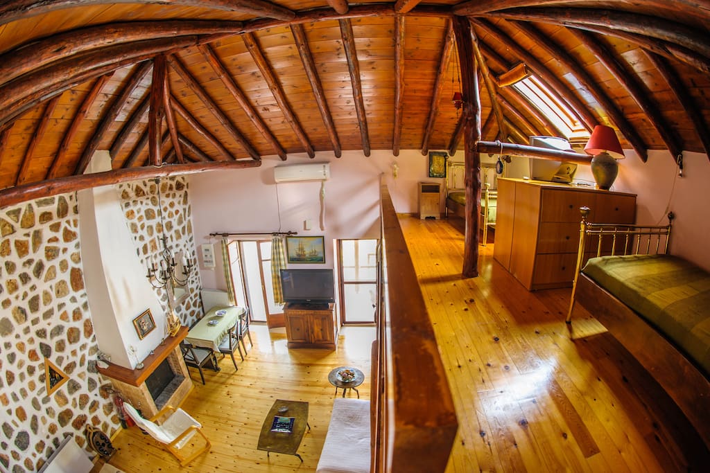 two semi-double beds in attic