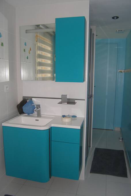Salle de Bain privative (lavabo, douche 90 cm et wc).