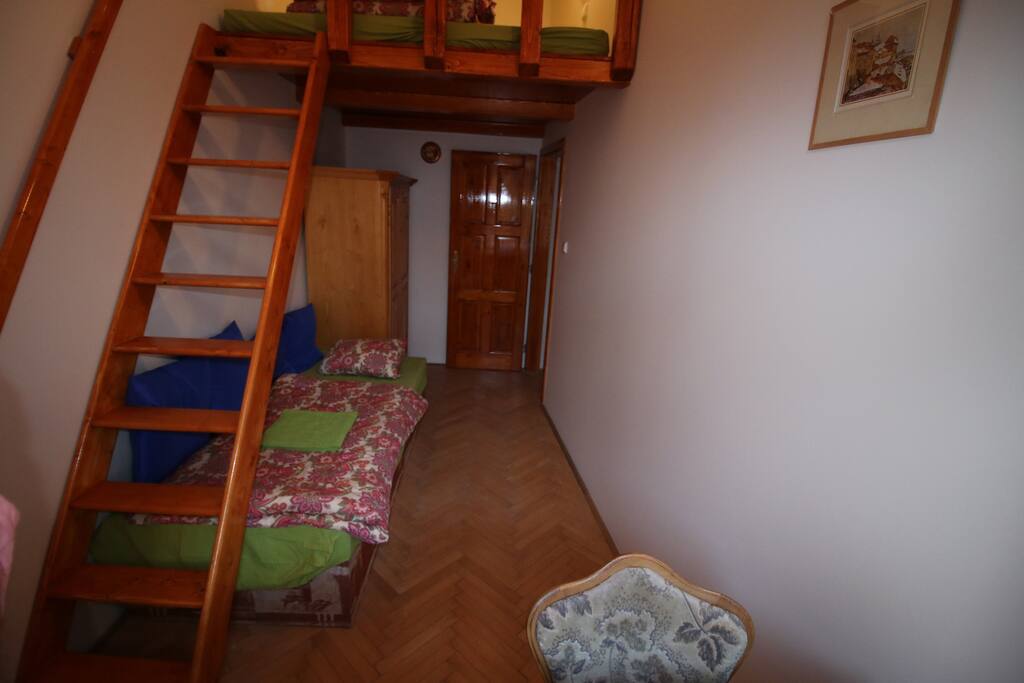 your PRIVATE lockable bedroom A fitted for max 3 persons with wardrobe and writing desk