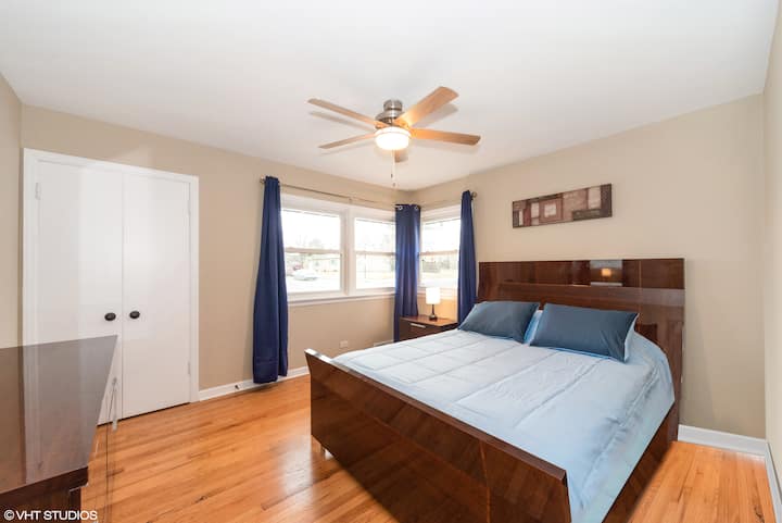 Master bedroom with queen bed