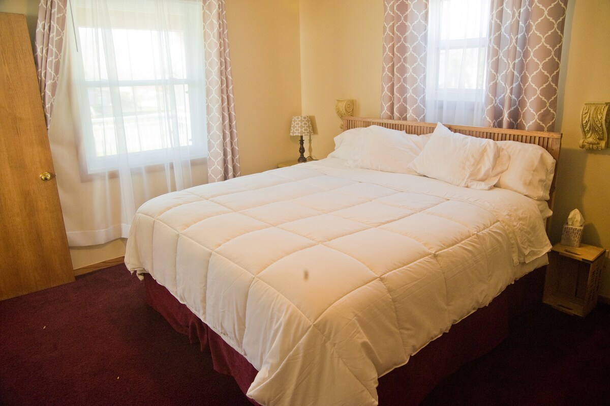 Bedroom 1 -- Only first-floor bedroom, includes king bed, Armour, private access to  bathroom