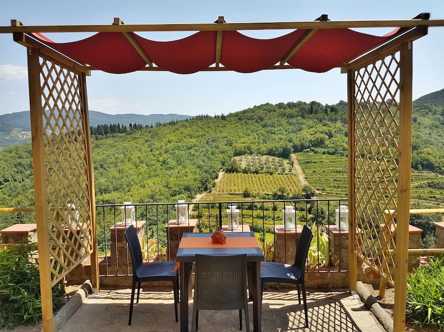 The dining area in the Garden, with the best view of Chianti.