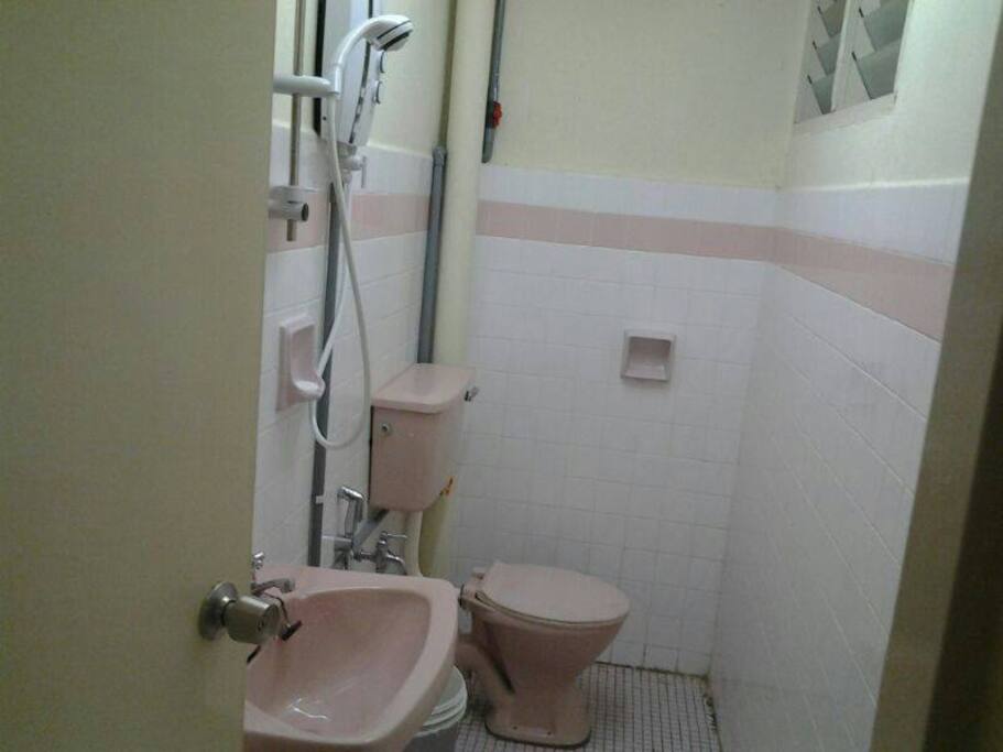 Bathroom with heater.
