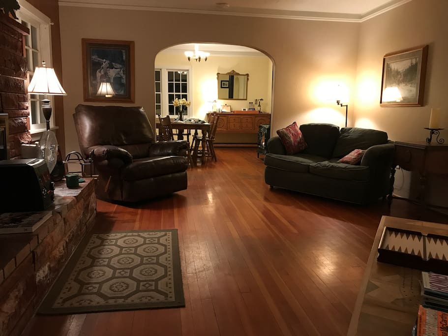 Living room looking into the dining room