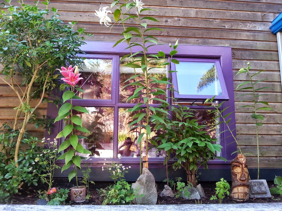 Dine in-or-out, both with views of the old Church House rockery flower boxes, your secluded yard and pond.