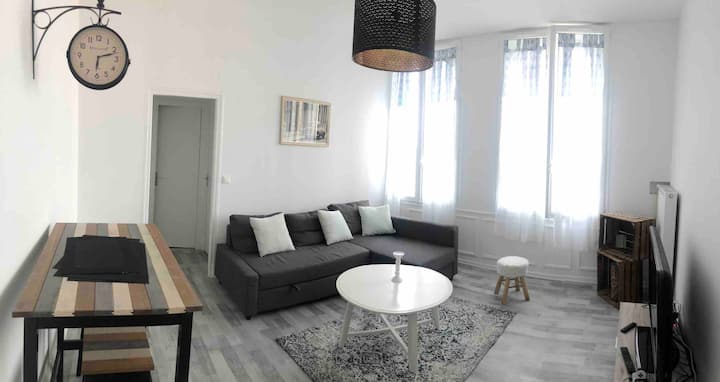Charmant F2 Lumineux Centre-ville Lit Queen Size - Marne