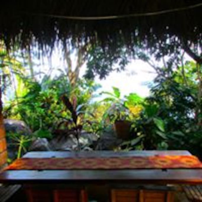 View from the dining table to Yelapa bay
