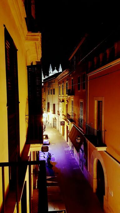 My street. Cathedral in the background.