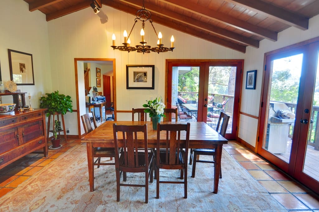 Dining room accesses outdoor decks.