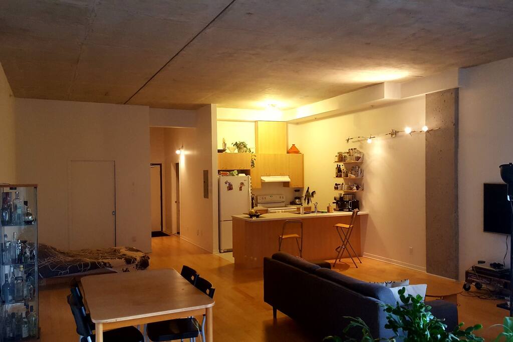 Kitchen and sleeping area