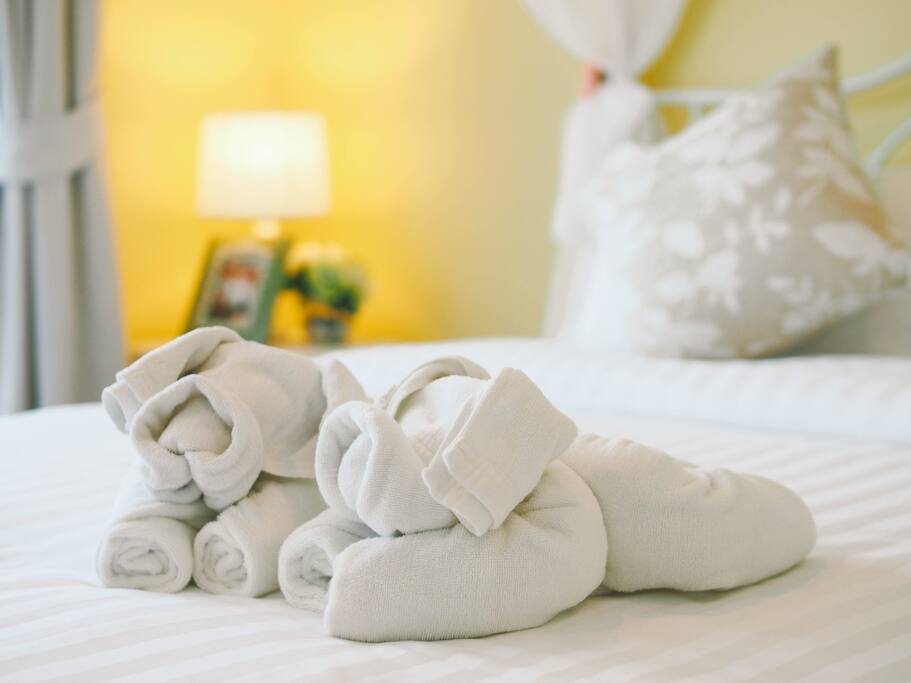 The towels are folded in a beautiful shape.