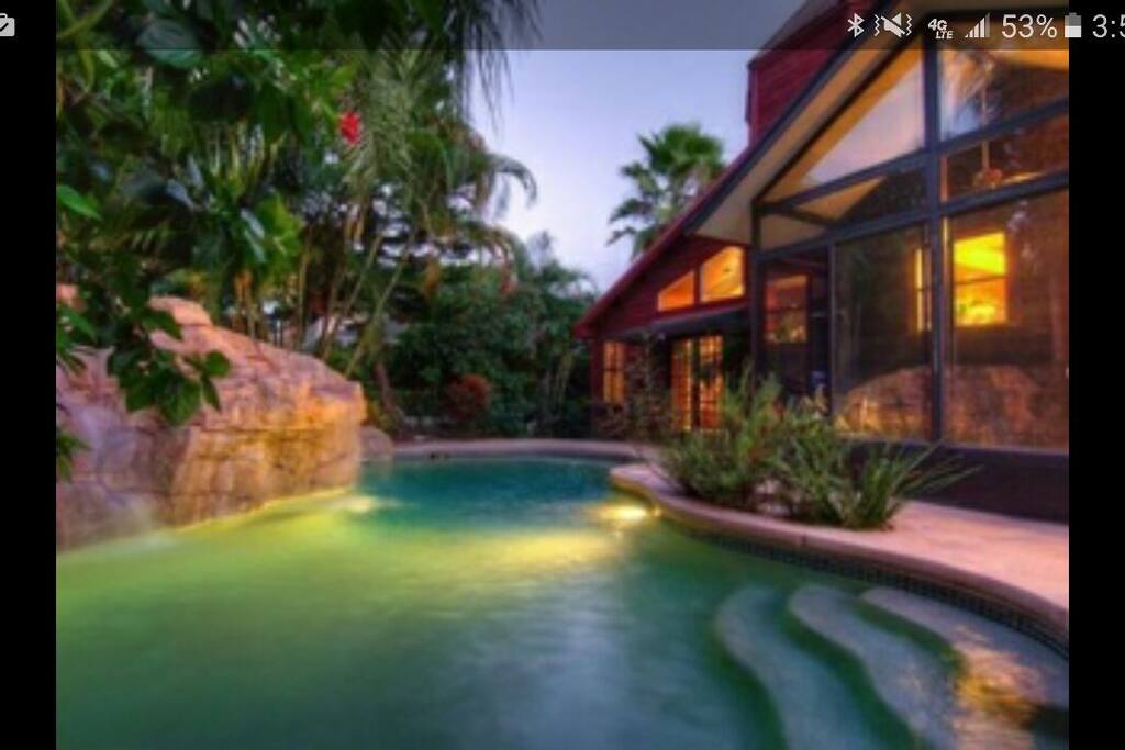 Our backyard oasis with new pool heater and new deck!