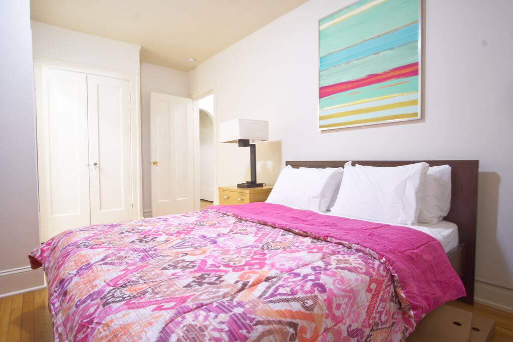 Master Bedroom (#1) w/desk, TV, and small full bathroom (#2). Soft & memory foam gel pillows.