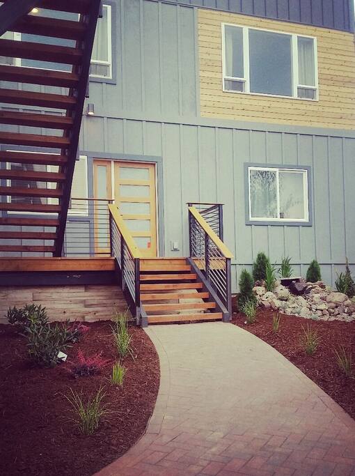Main entry and staircase to private entry.
