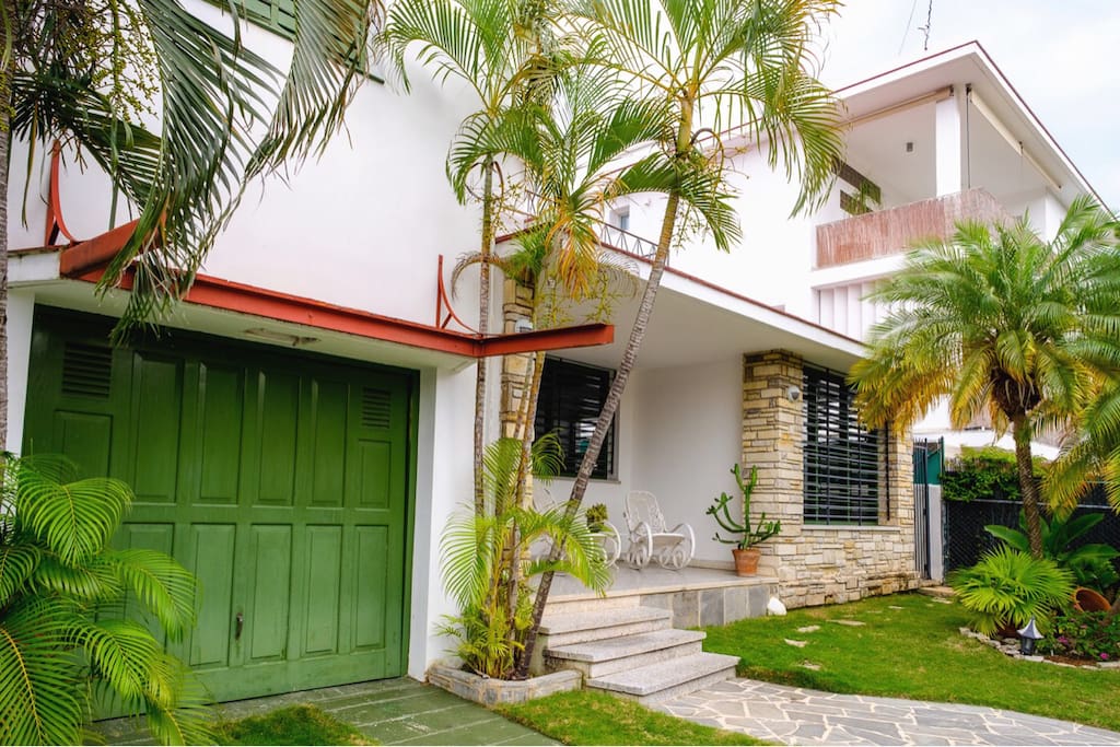 Front yard and garage