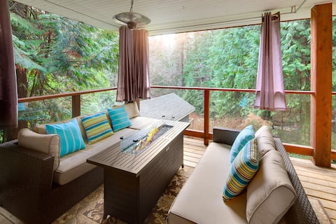 Forest & Creek Setting with Outdoor Fire Table