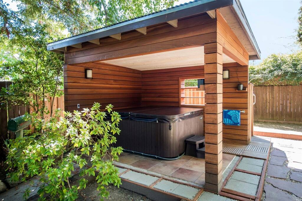 Hot tub and gazebo