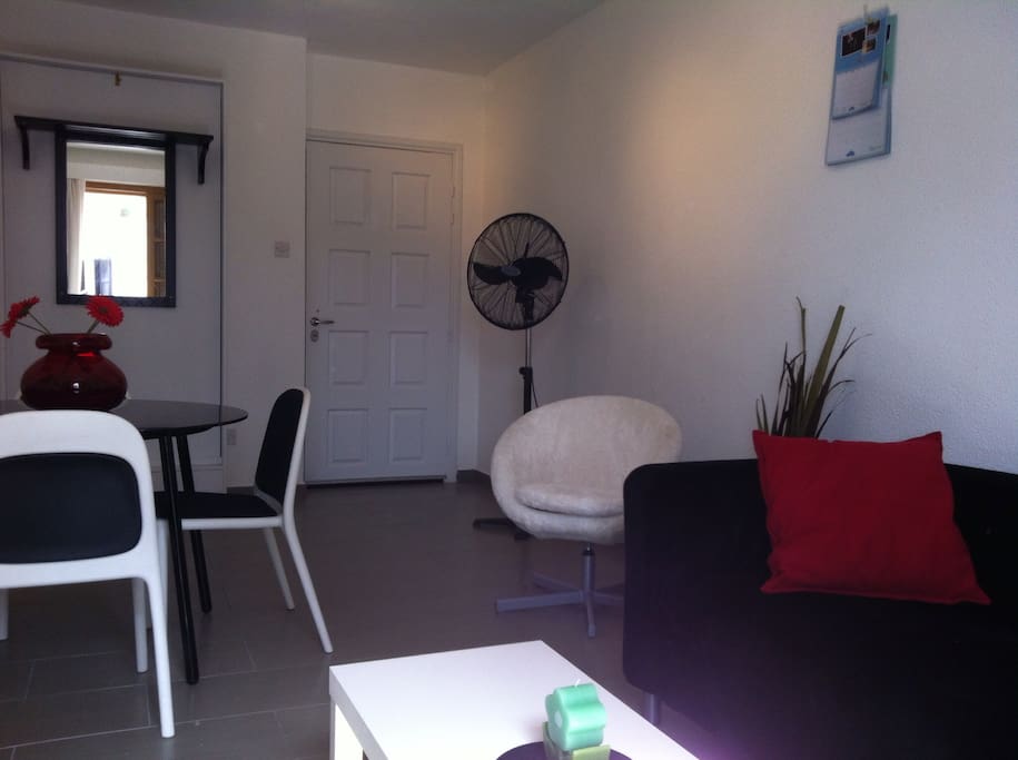 Dining area in living room/ drop down single bed furniture