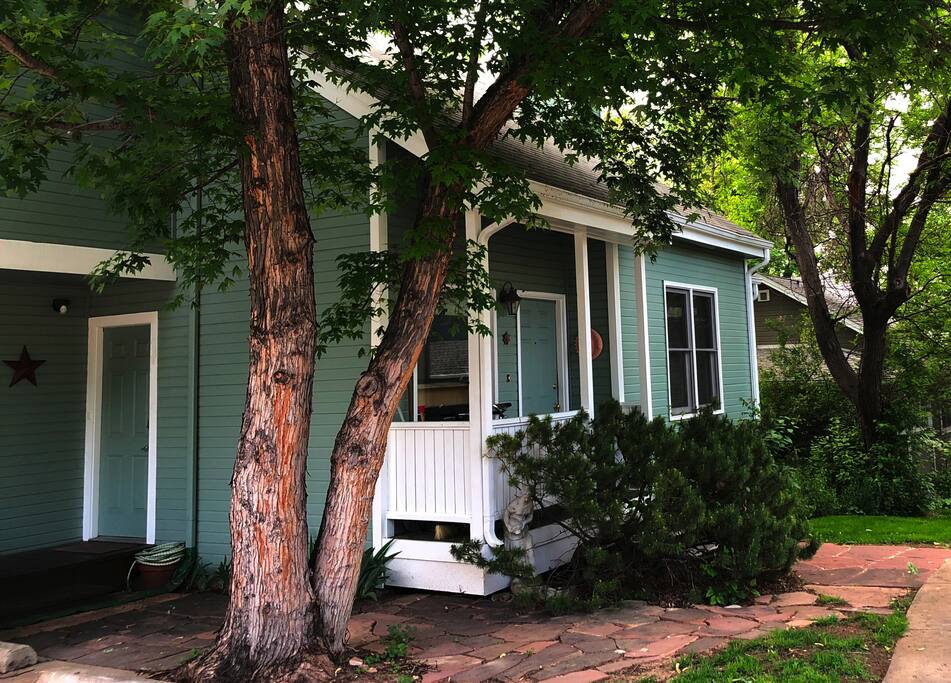 View of the house from the alley. Your entrance is to the left, the door with the star to the left.