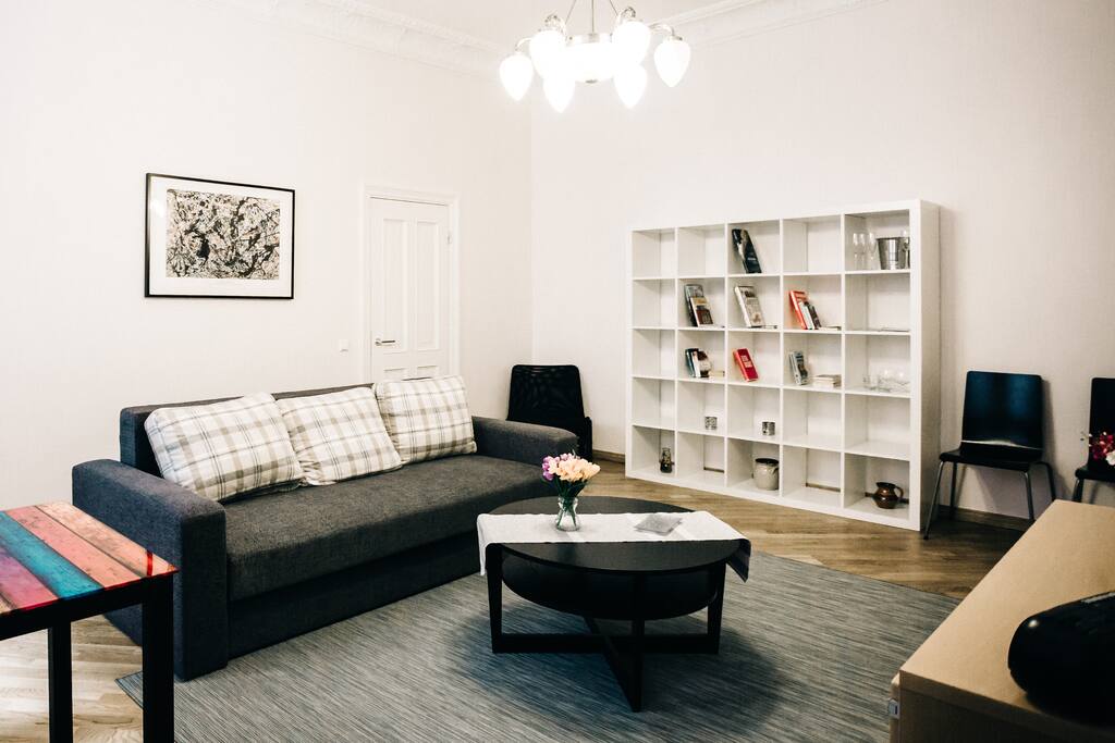 Living room with large sofa-bed.