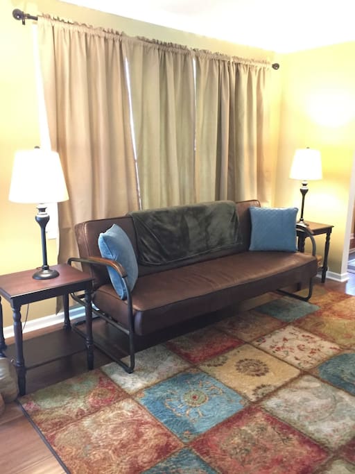Sleeper sofa in living room.
