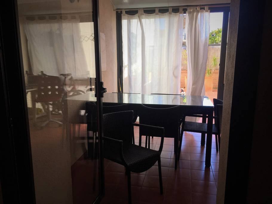 Through the office is a large terrace