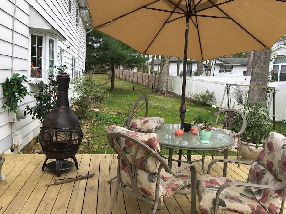 Deck with fireplace