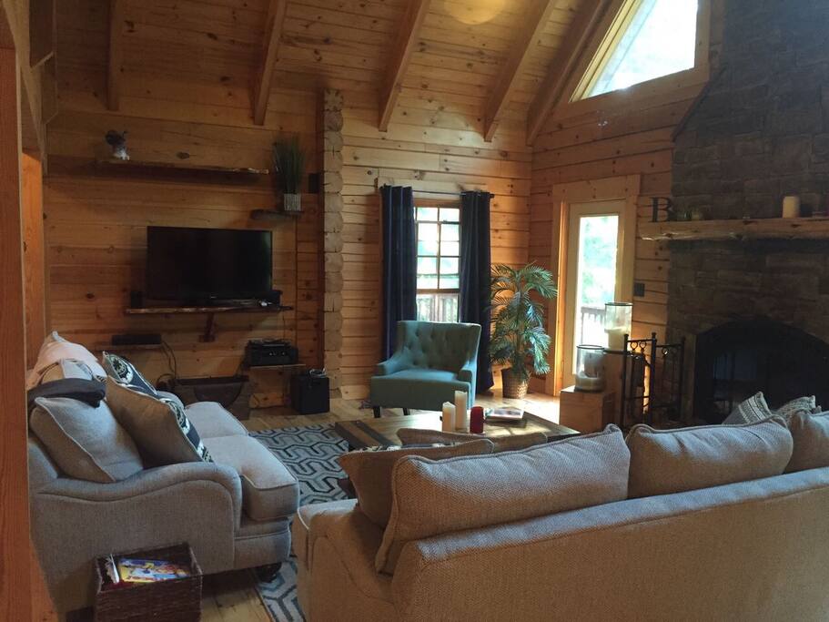 Comfortable living area with fire place