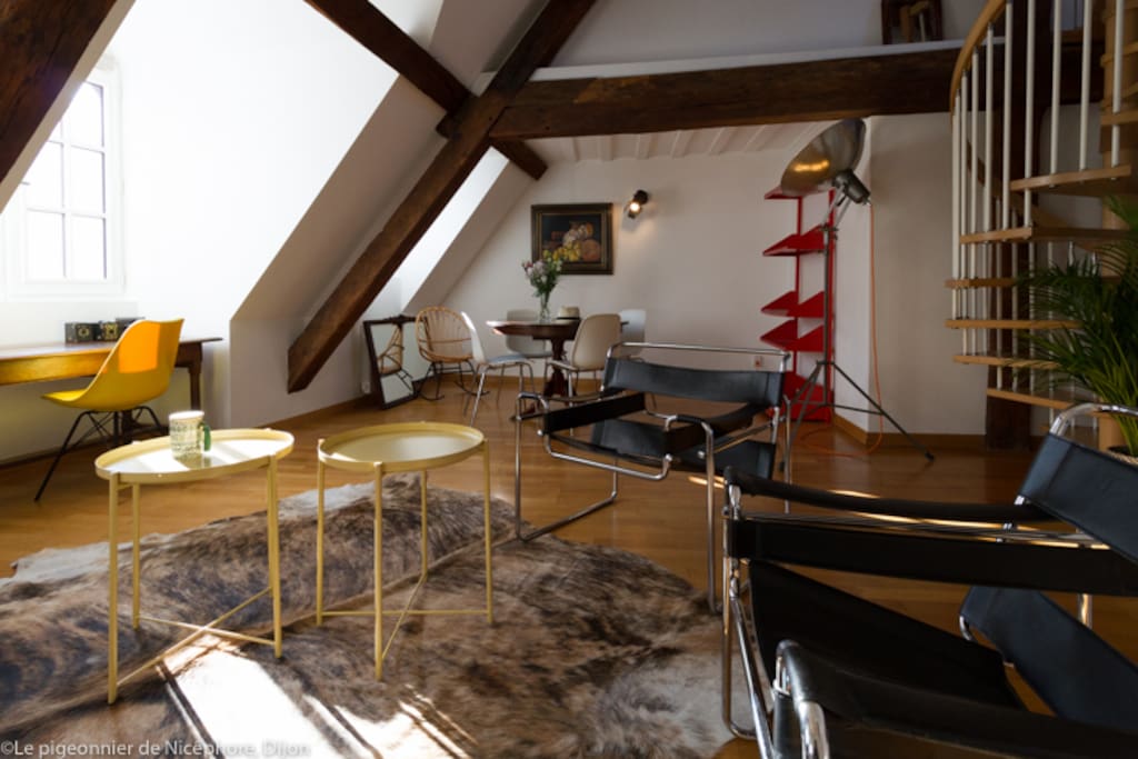 Salon chaleureux et lumineux