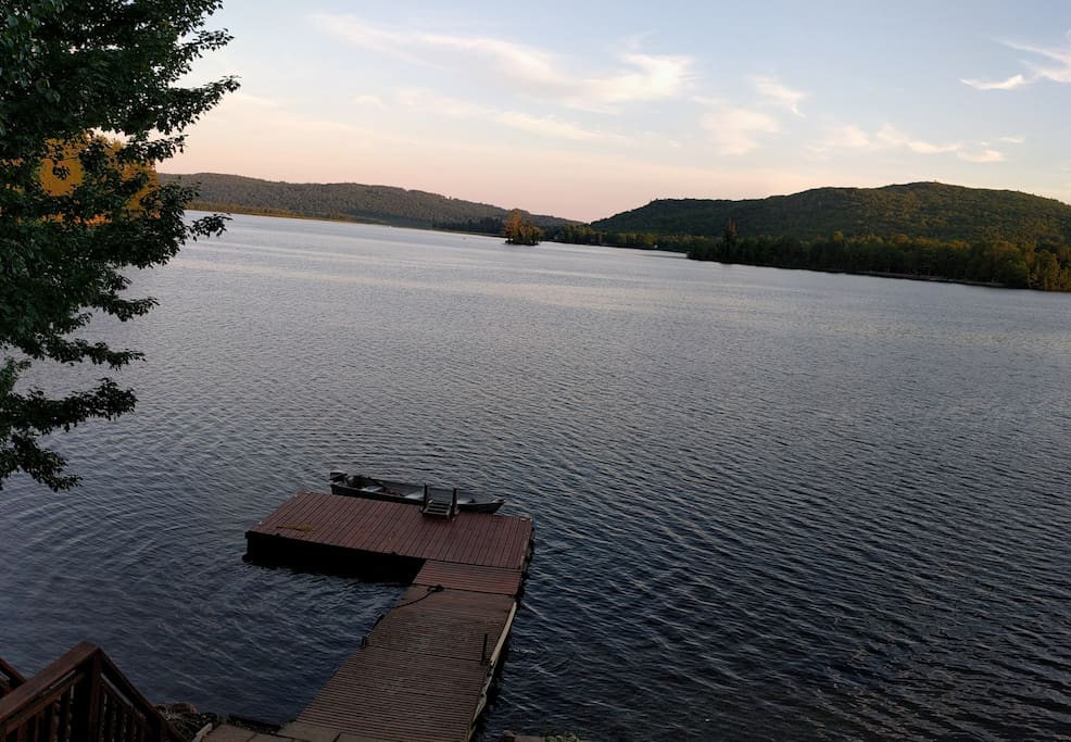 The view from the cottage is relaxing and peaceful. The lake is quiet, but extensive. Even after 40 years, I haven't yet boated the full length of the system. Negeek Lake water level are controlled so the lake level doesn't vary much.