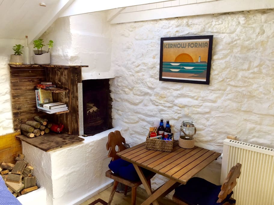 Bothy with its new shelving! Firewood is included for the fire which you're welcome to use!