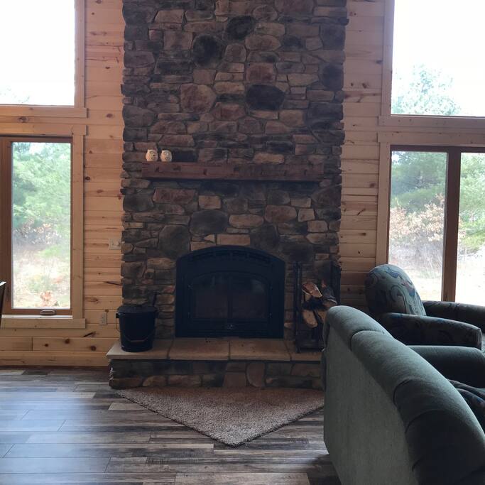 Beautiful wood burning fireplace. (Note: This will not be able to be used during your stay)
