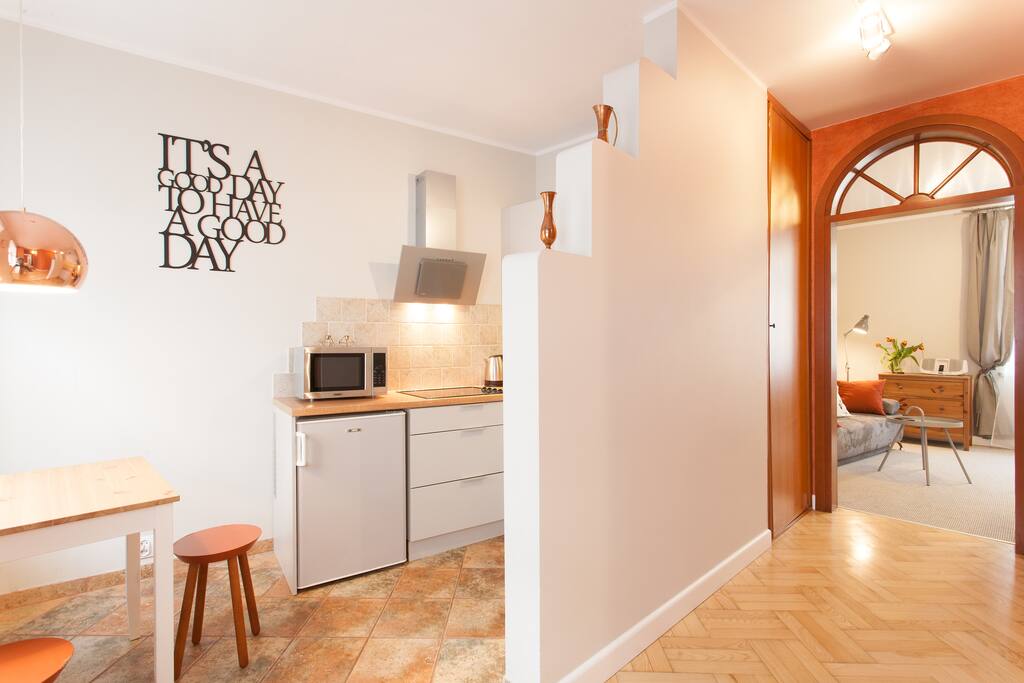 Kitchen and room