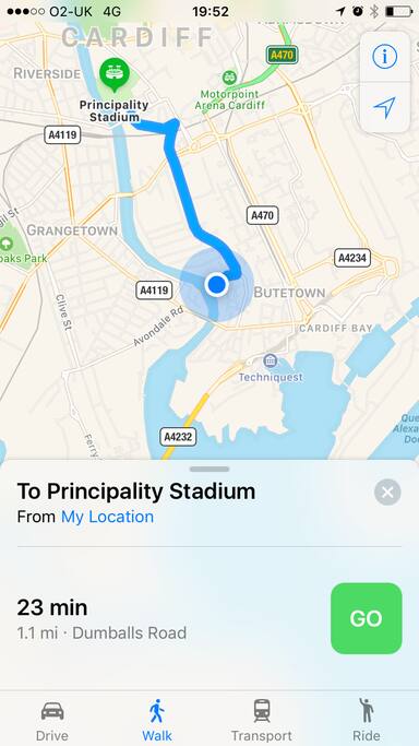 The walking distance from our flat to the Champions League final stadium - 23 minutes walk