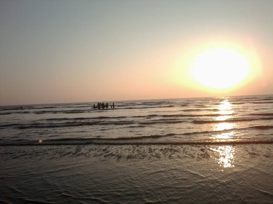 Sunset at the beach which is walking distance.