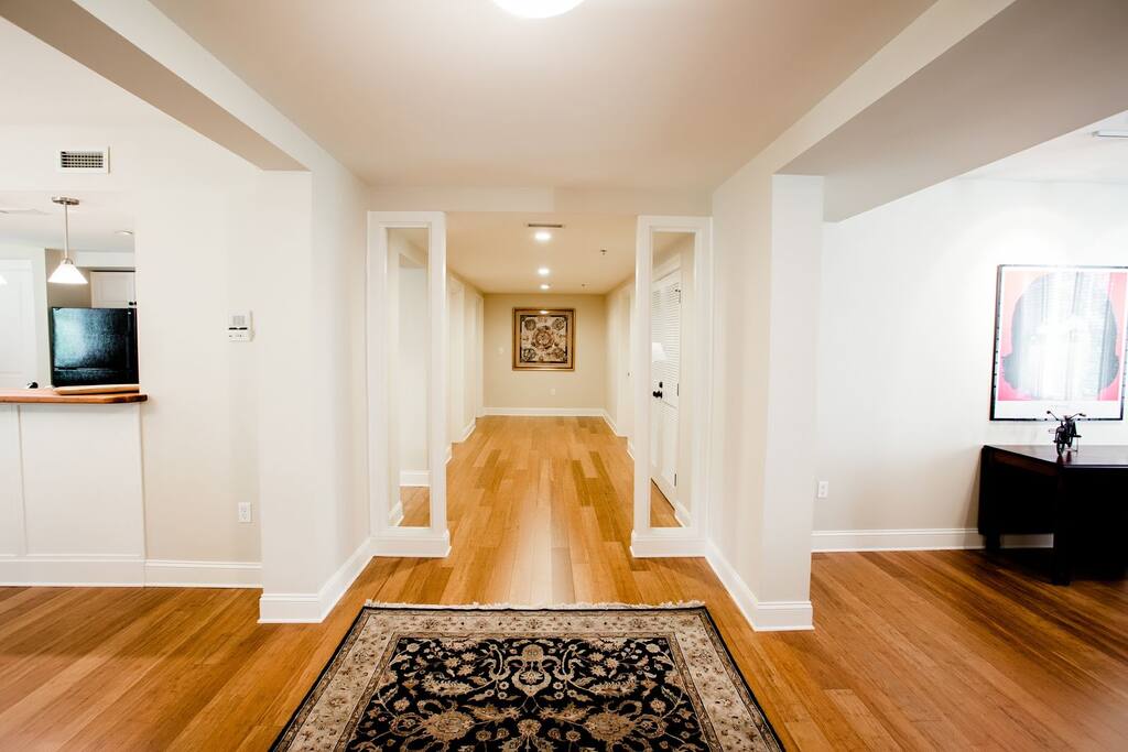 Hardwood floors throughout the Biltmore Village Flat