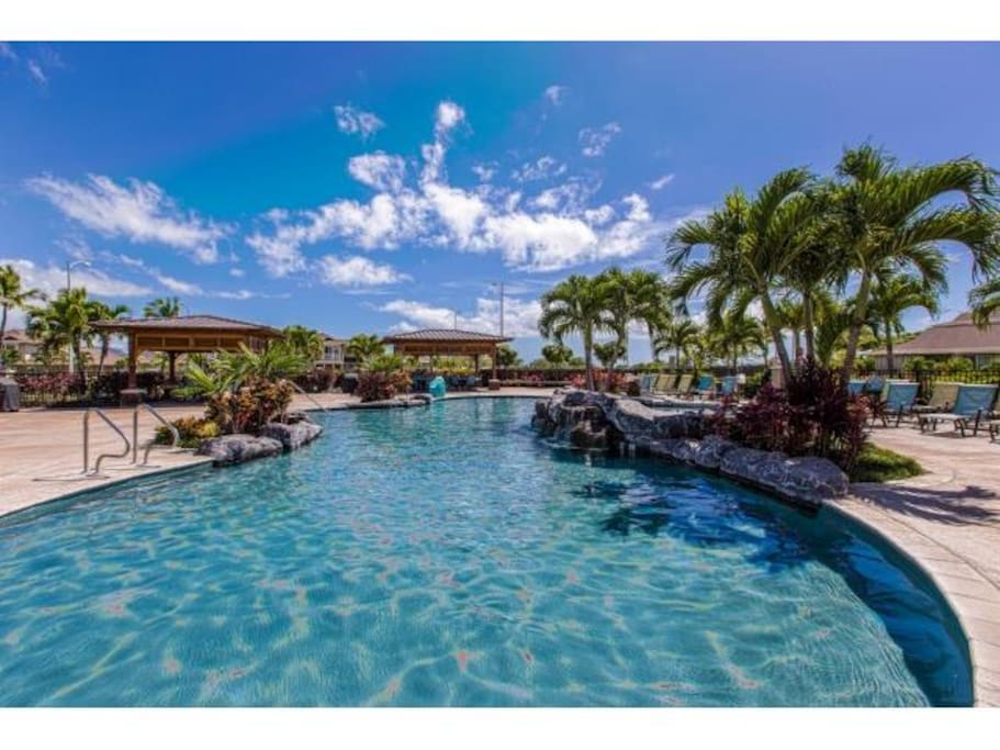 Relax by the sound of waterfalls by the pool! Pool area is open from 10 am - 9 pm