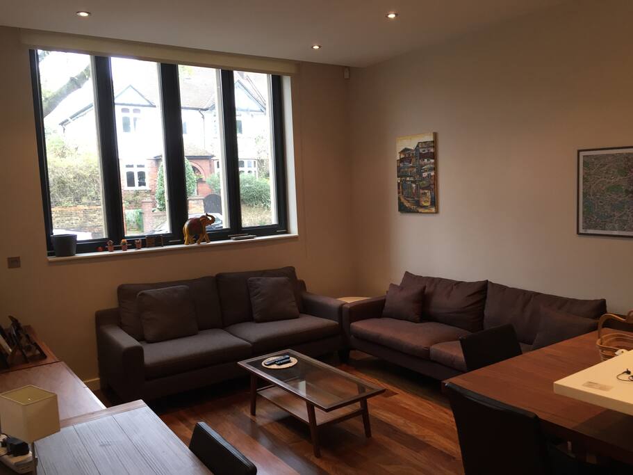 Open plan living room and kitchen