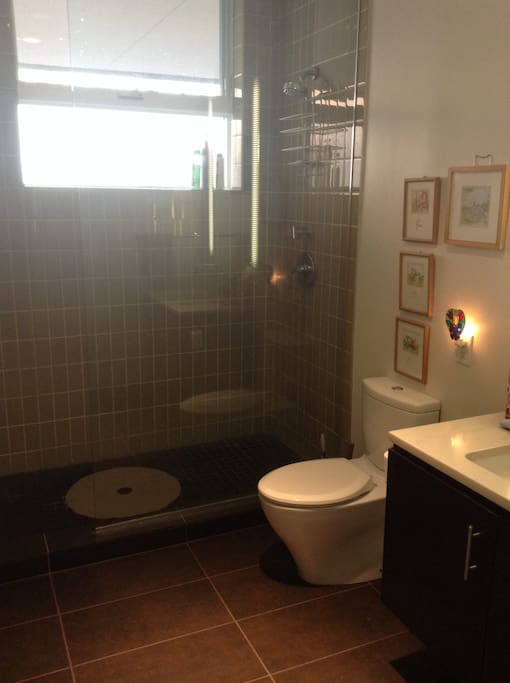 Large walk-in shower in your private bathroom