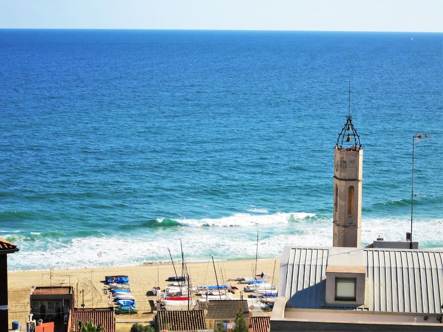 view to the beach and the sea