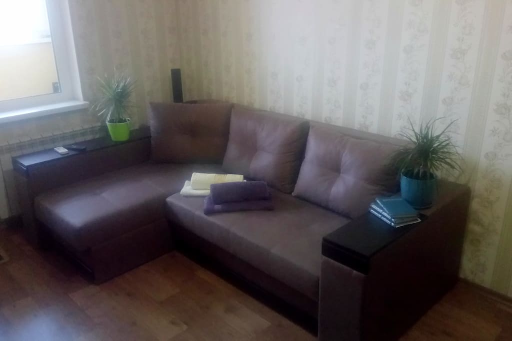 Comfortable sofa, it unfolds. Approach for two people.